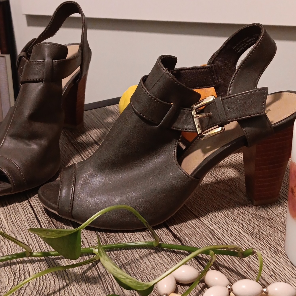 Faux Leather Heels - Picture 1 of 7